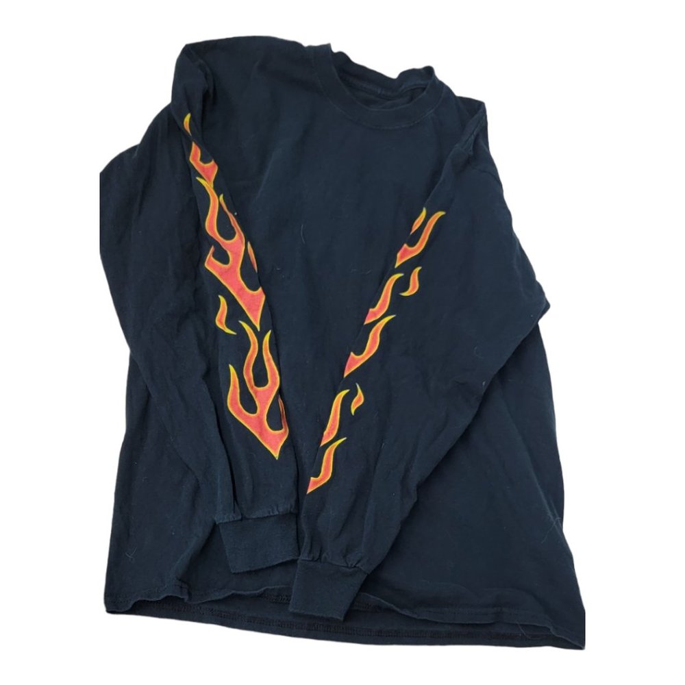 Ripple Junction Black Long Sleeve Flame Shirt Size M
